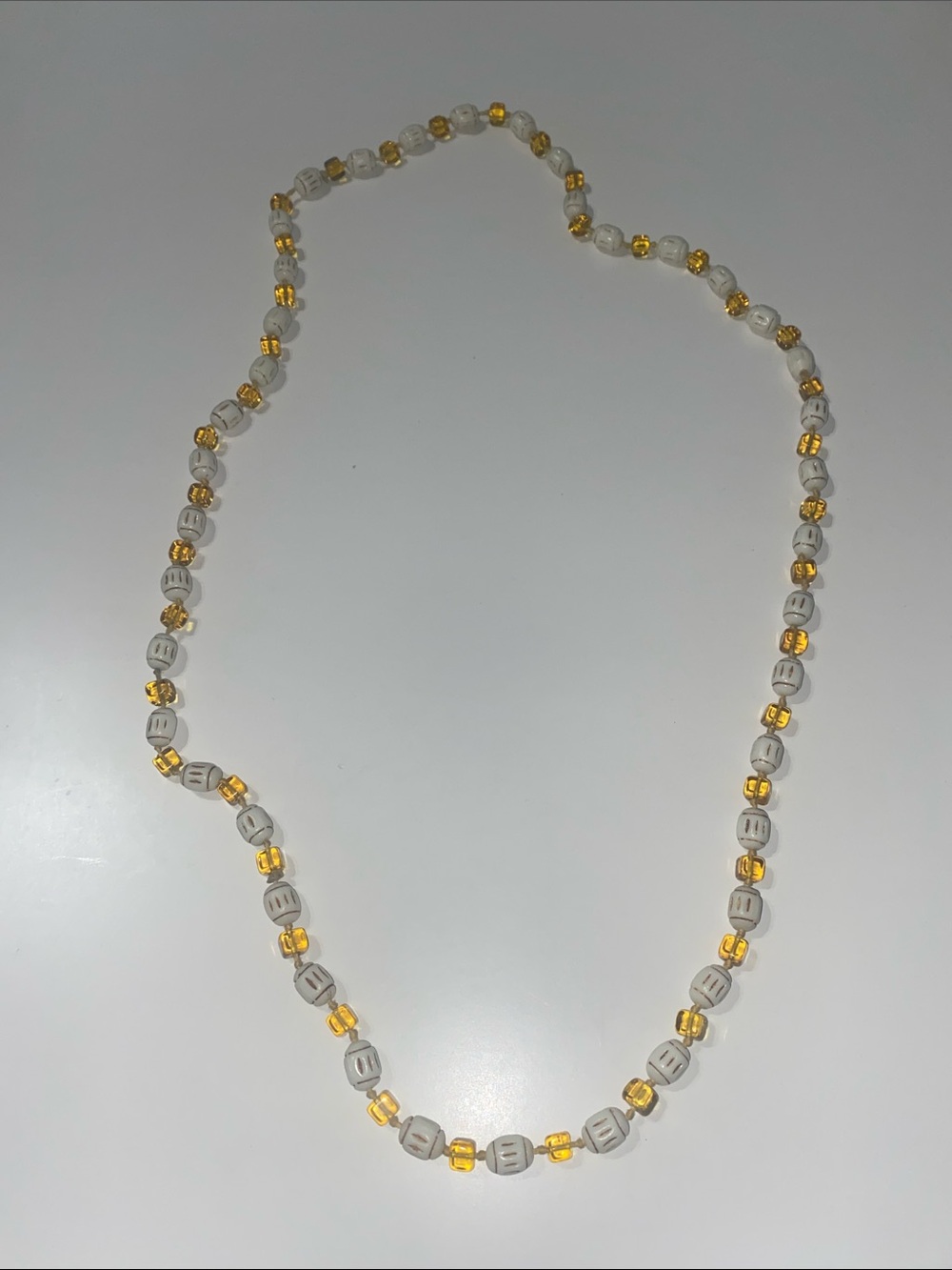 White and Gold Bead Strand Necklace - Women's Jewelry